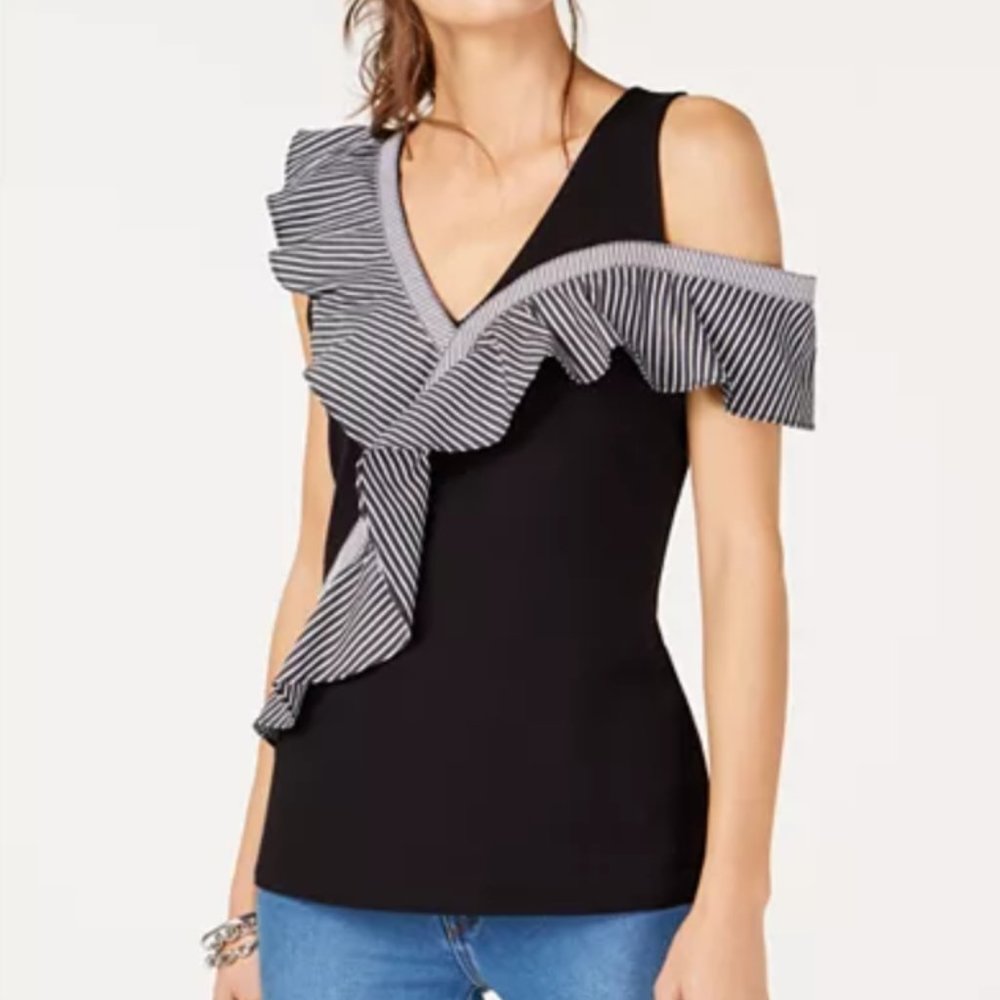 INC International Concept Asymmetrical Ruffle top